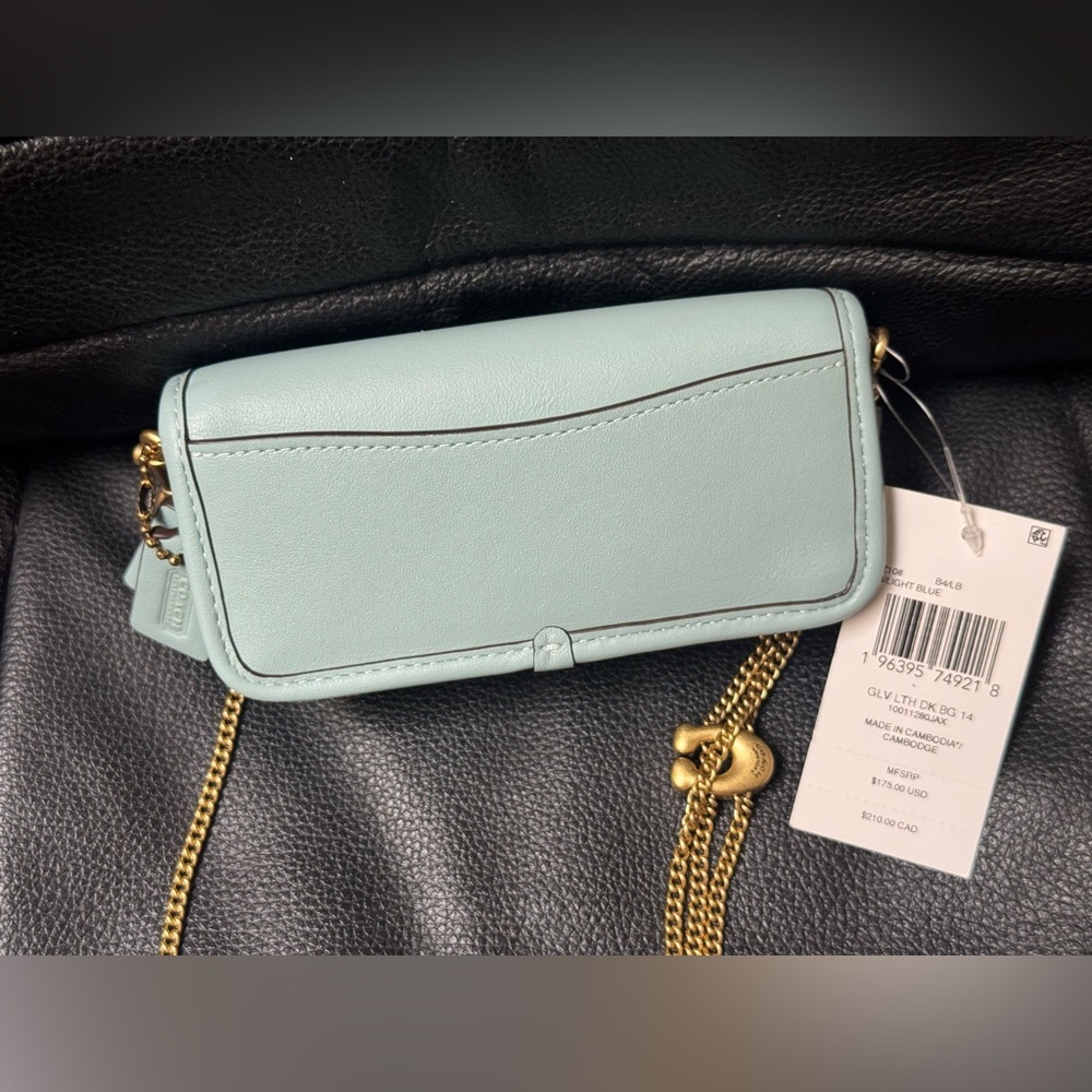 Coach Mini Dinky 14 - Light Blue Leather Crossbody with Gold Hardware - Picture 8 of 15